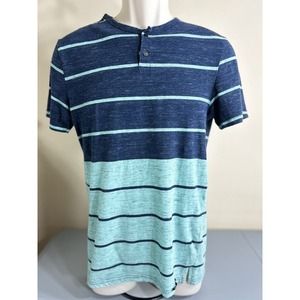 Ocean Current Men Short Sleeve T Shirt Size M Blue Buttons Light Weight